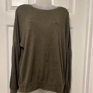 Lucky Brand Olive Green Drop Shoulder Sweater